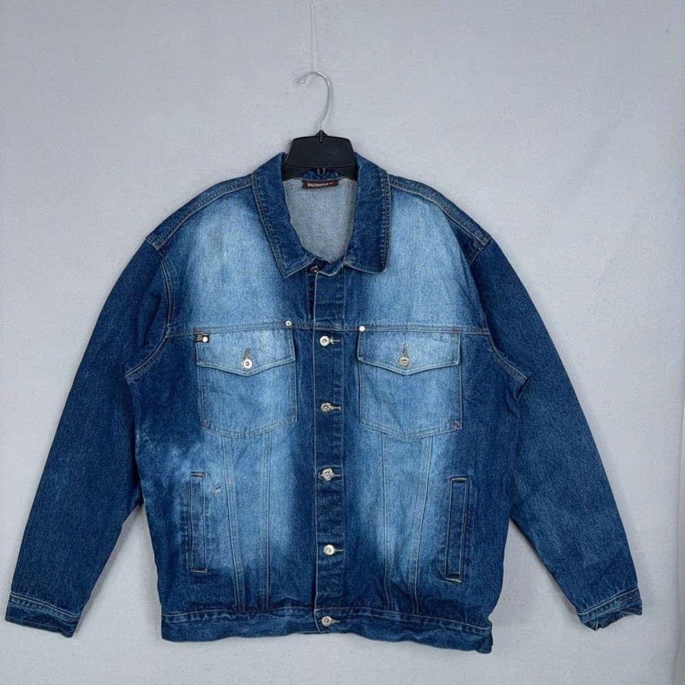 Vintage DELF Denim Jacket Mens Large Blue Baggy Rap Trucker Streetwear 90s Y2K